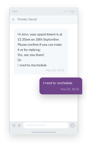 SMS marketing message of an appointment reminder example message
