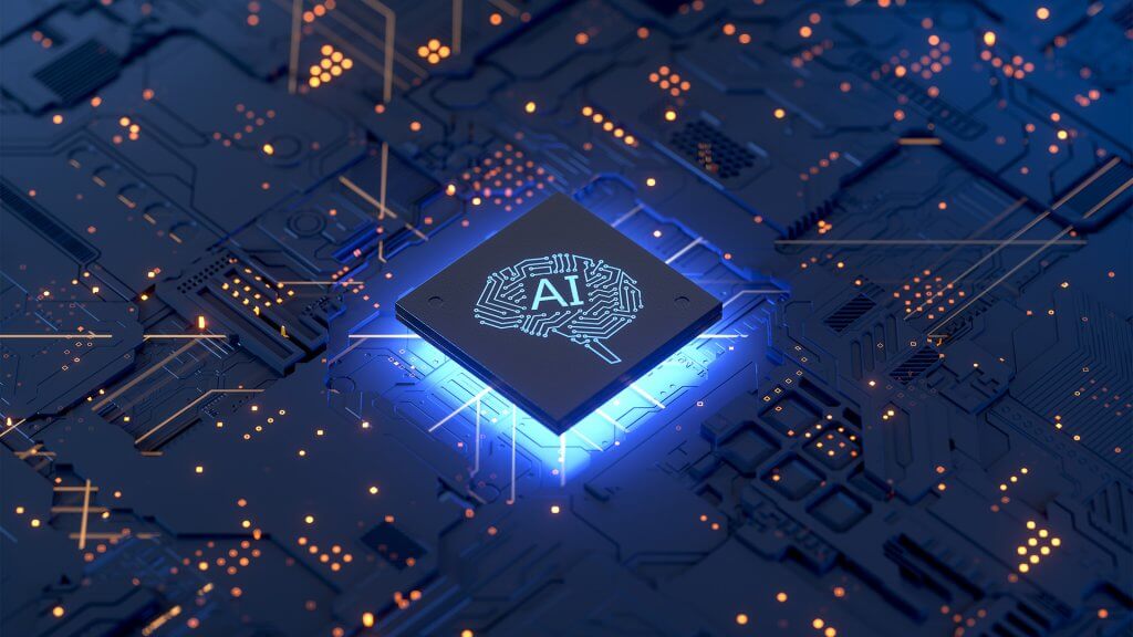 AI computer chip on a computer circus board